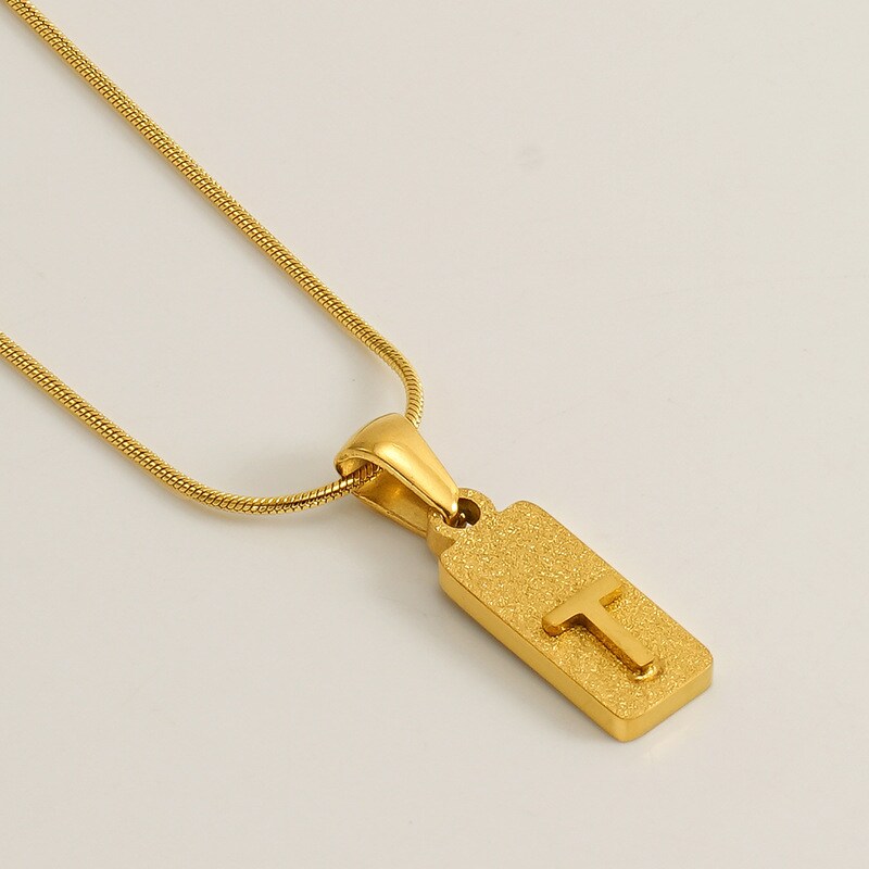 Gold color / 1 Piece Simple Series Hip-Pop/Rock Letter T Stainless Steel 18K Gold Plated Unisex Pendant Necklaces Picture20